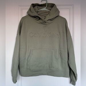 Calvin Klein Performance Olive Green Embossed Logo Hoodie
